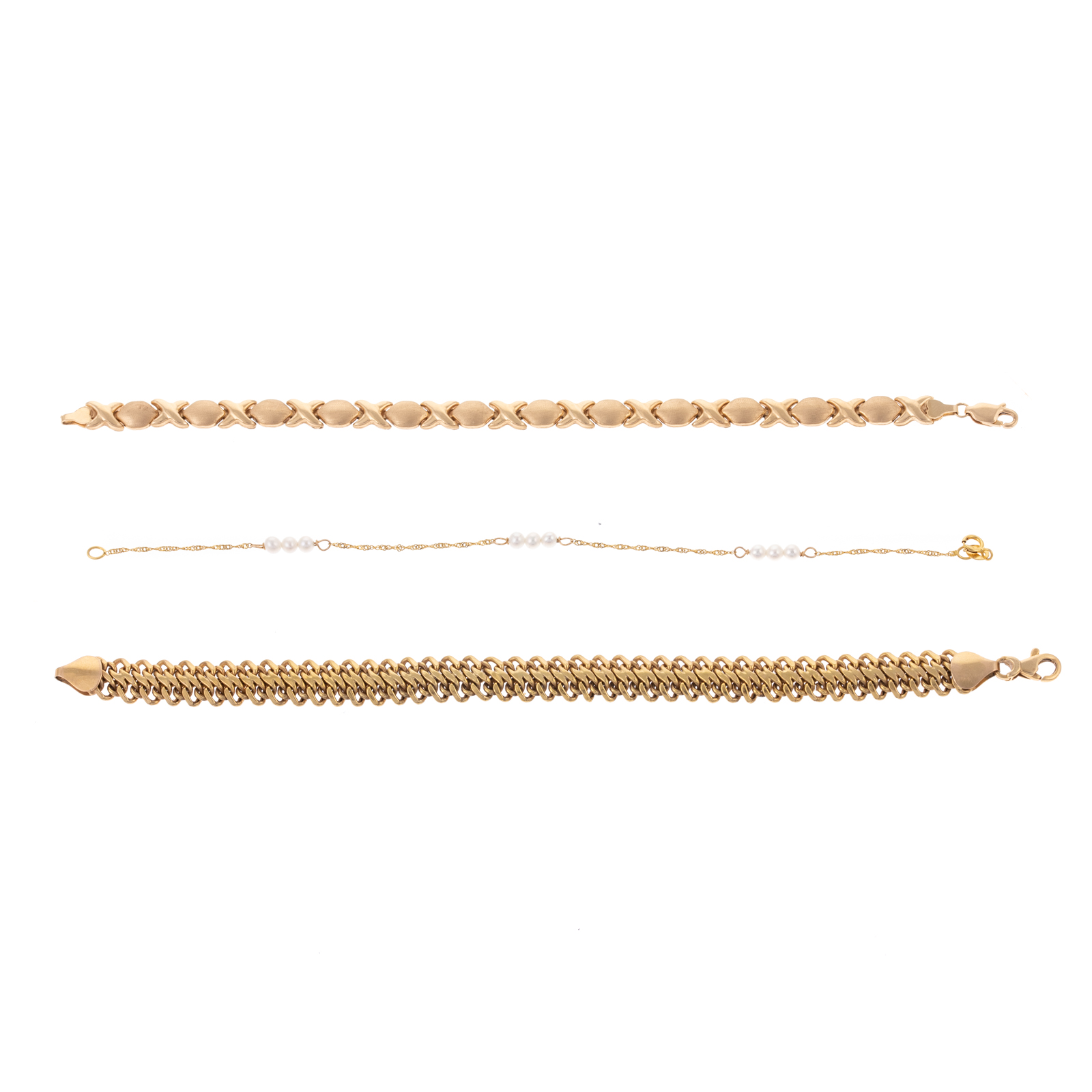 A TRIO OF 14K LINK BRACELETS 1  334033