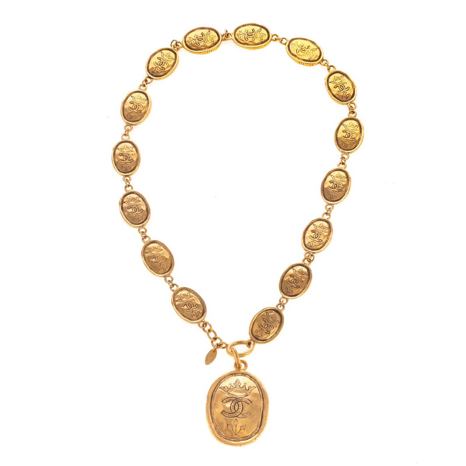 A CHANEL CROWN CC STATION NECKLACE 33403f