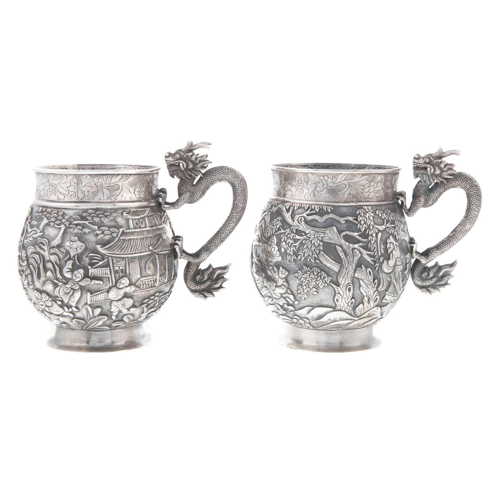 PAIR CHINESE EXPORT STERLING SILVER 3340aa