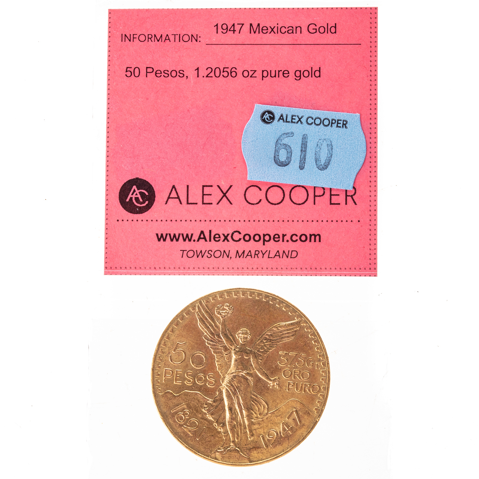 1947 MEXICAN GOLD 50 PESOS 1 2056 3340cd