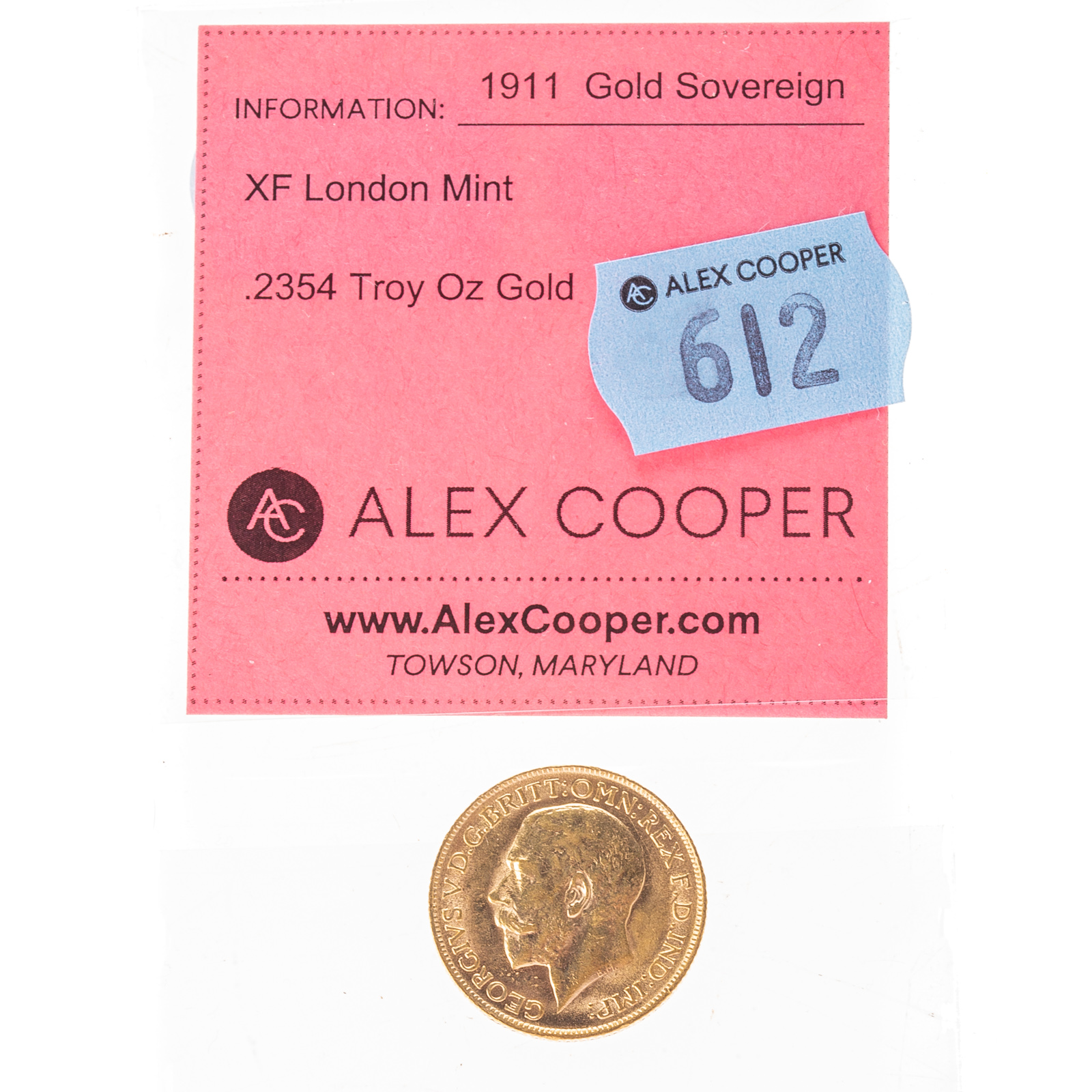 1911 GOLD SOVEREIGN LONDON MINT