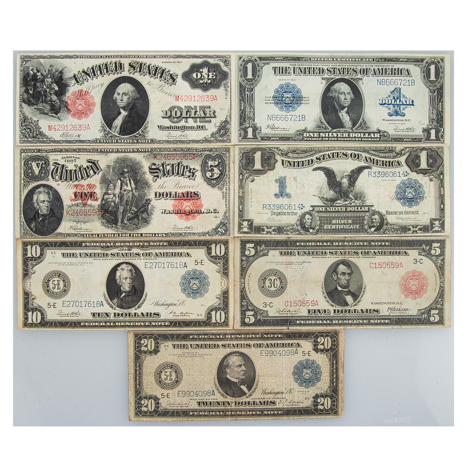 COLLECTION OF SEVEN LARGE CURRENCY 3340df