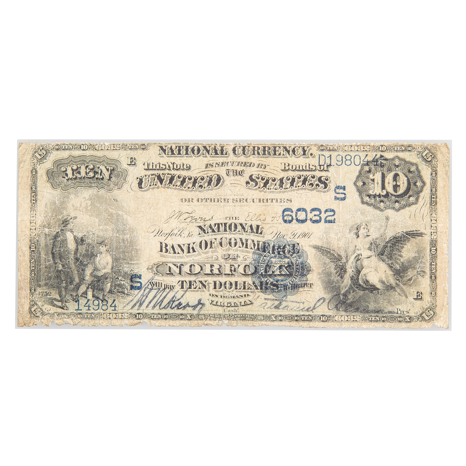1882 $10 DB CH 6032 NORFOLK, VA