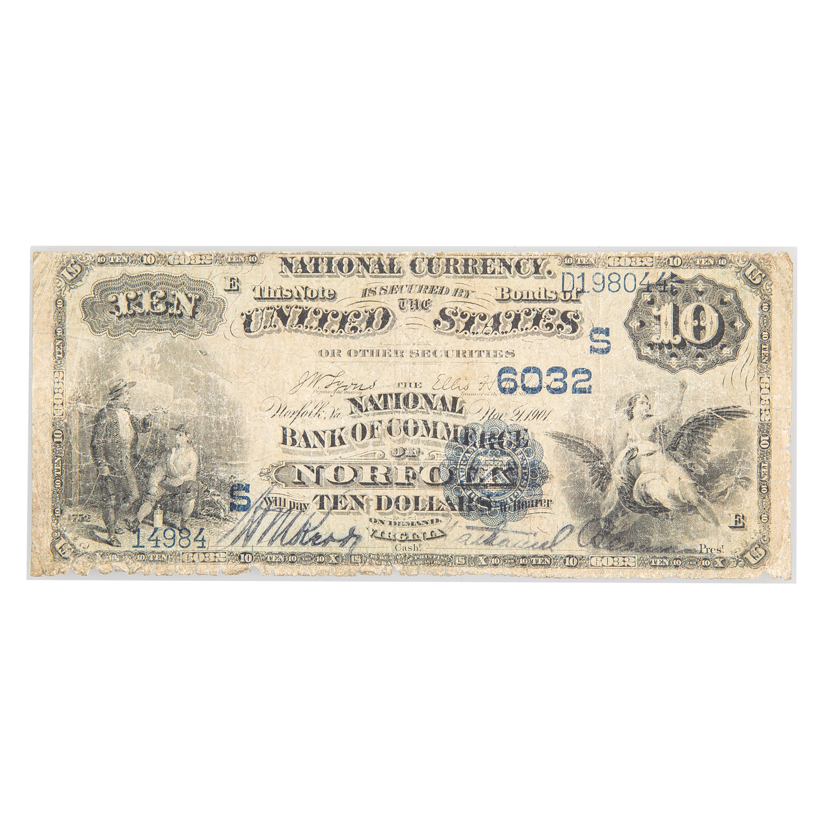 1882 $10 DB CH 6032 NORFOLK, VA BANK