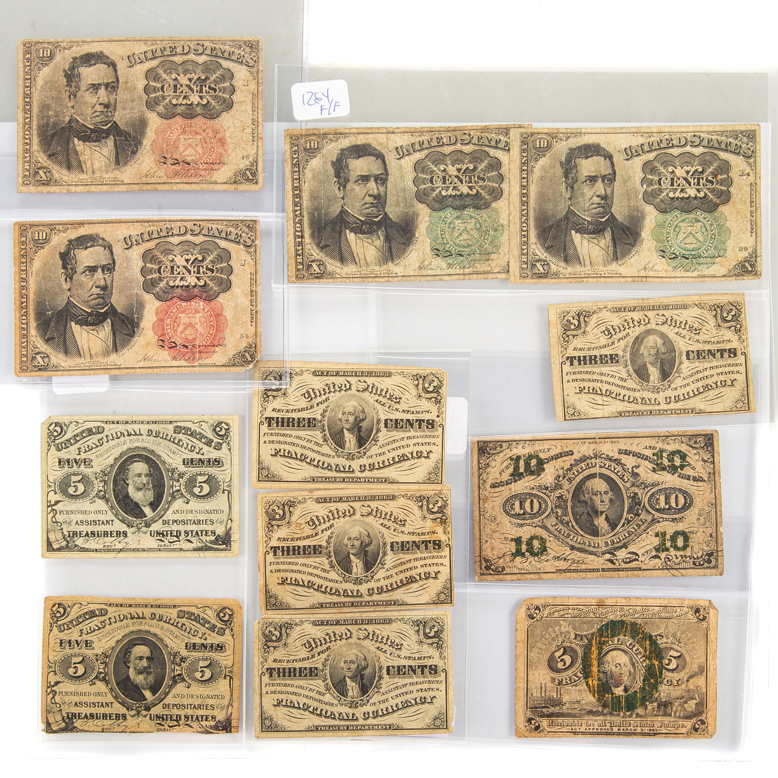 A DOZEN US FRACTIONAL CURRENCY 334173