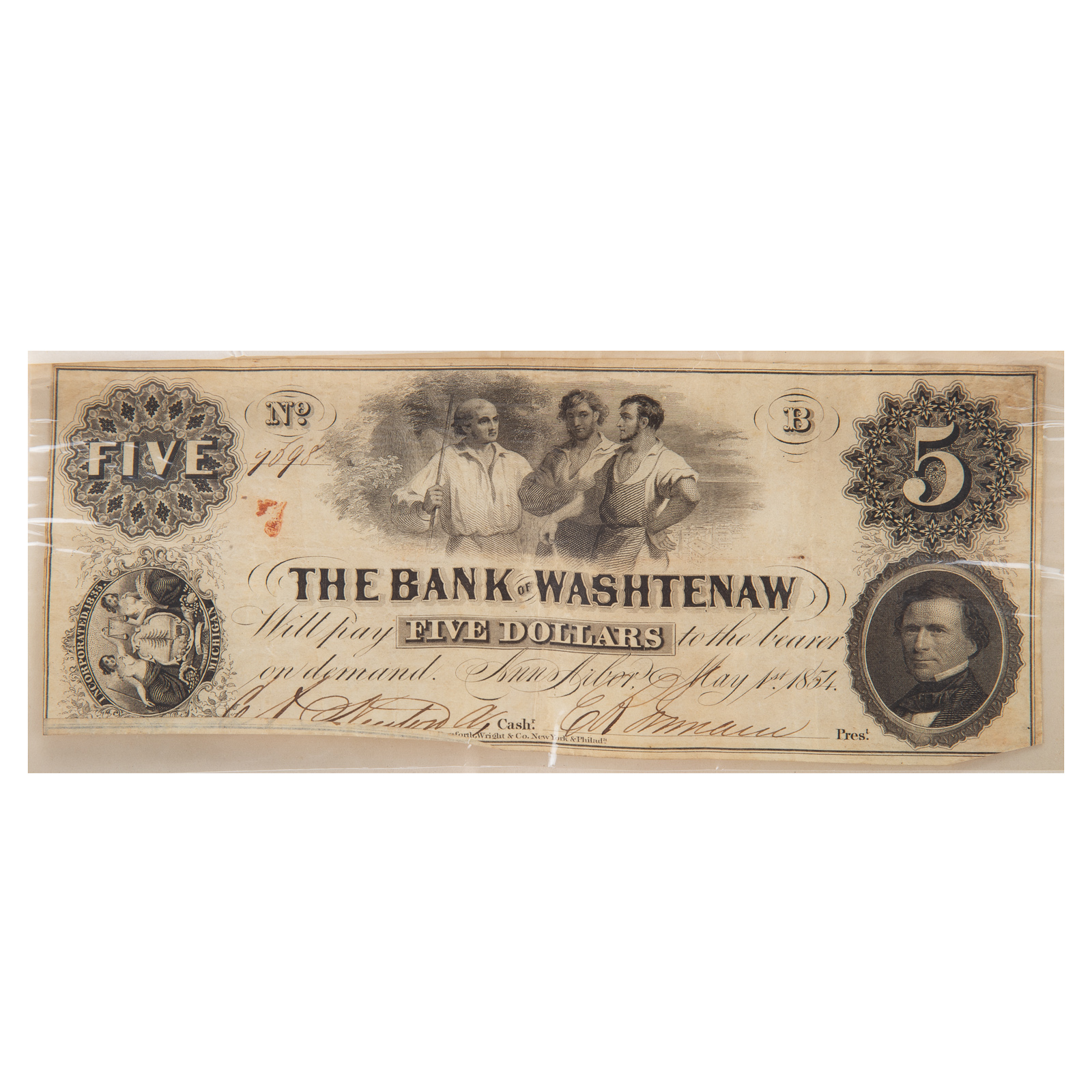 14 - $5 BANK OF WASHTENAW OBSOLETE