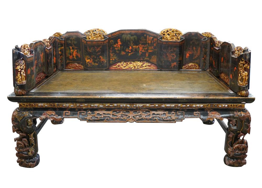 CHINESE LACQUERED PAINTED DAYBEDthe 3341c3