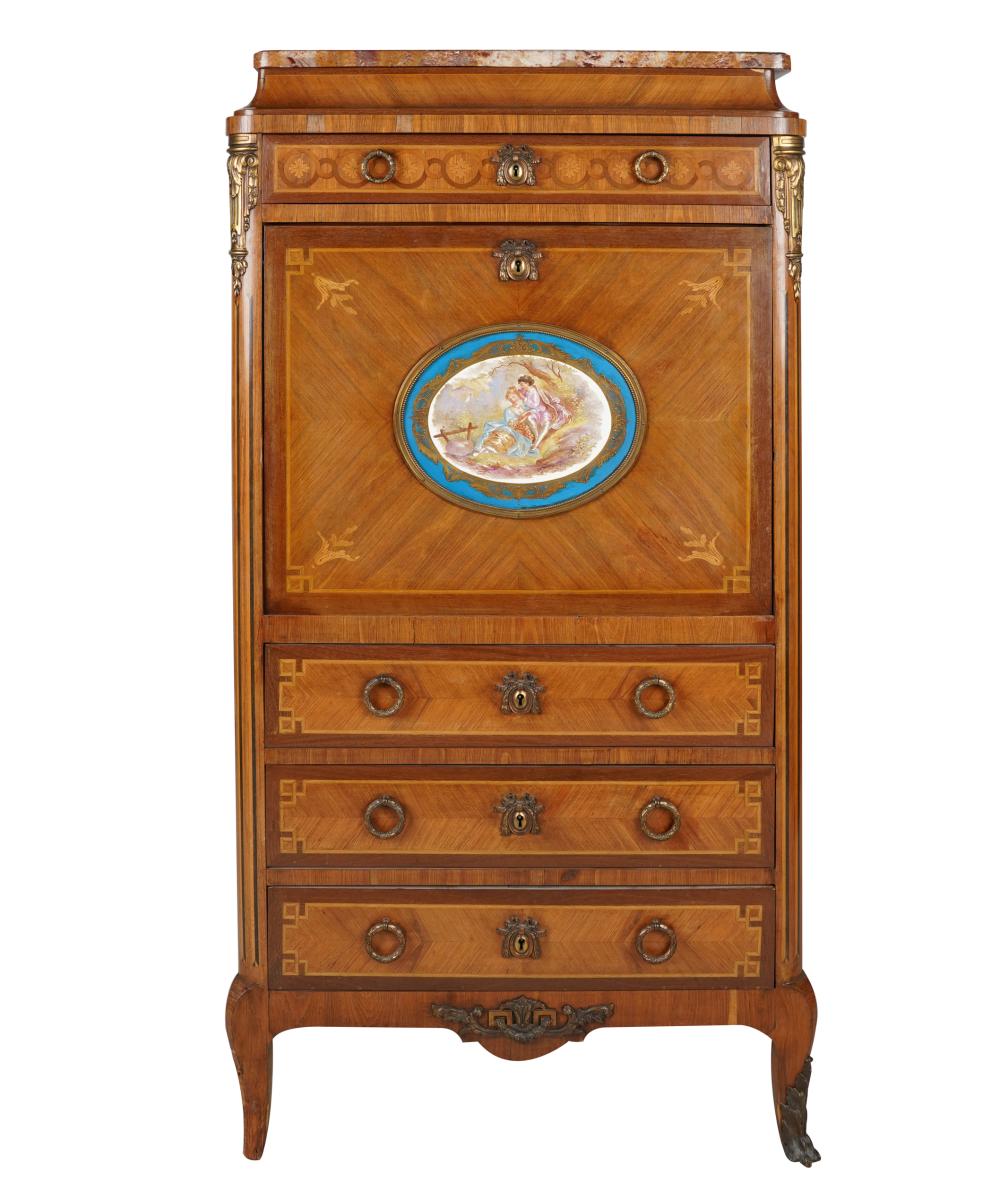 PORCELAIN INSET MARQUETRY SECRETAIRE 3341fd