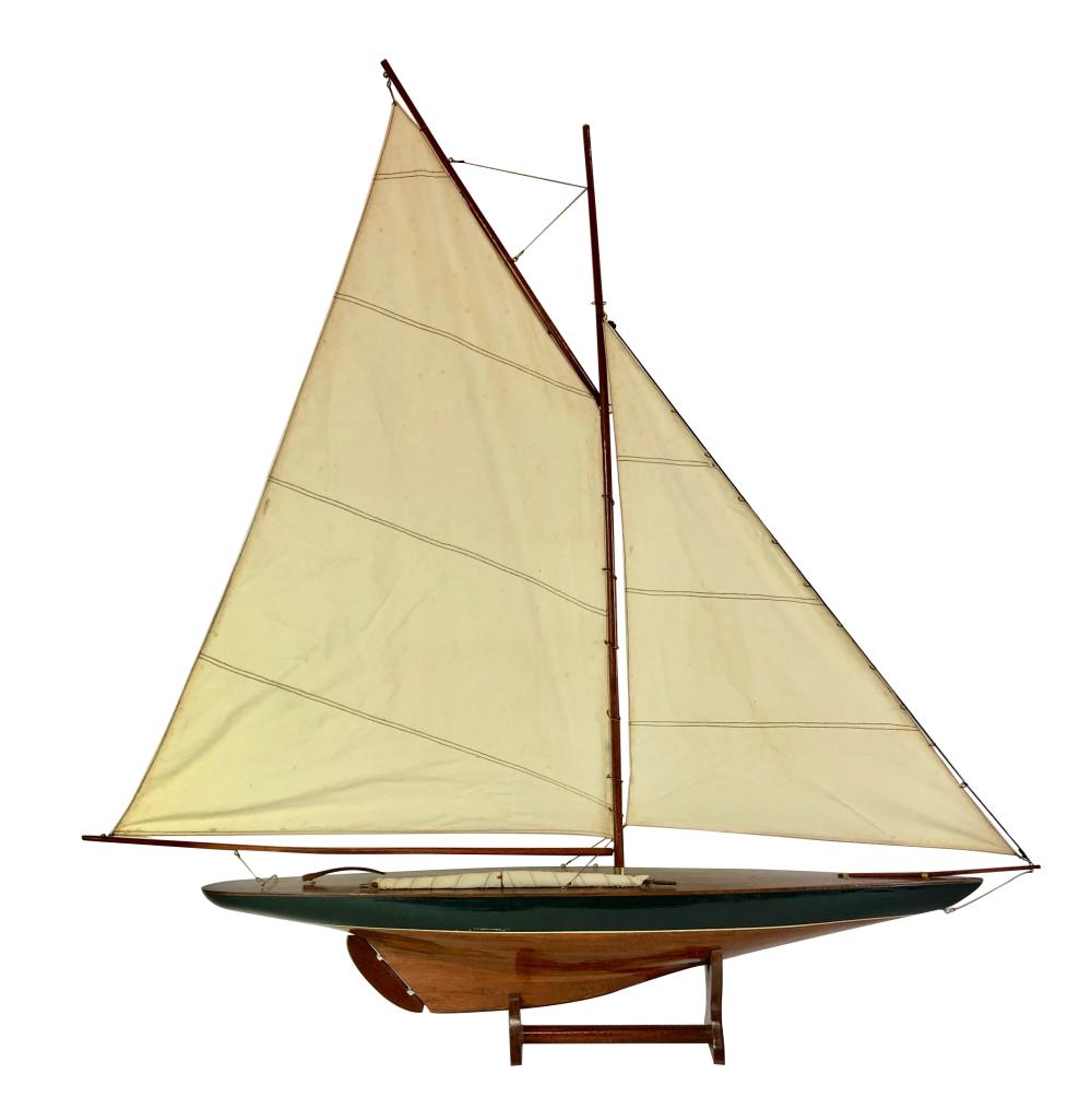 LARGE WOOD MODEL OF A SAILBOATon