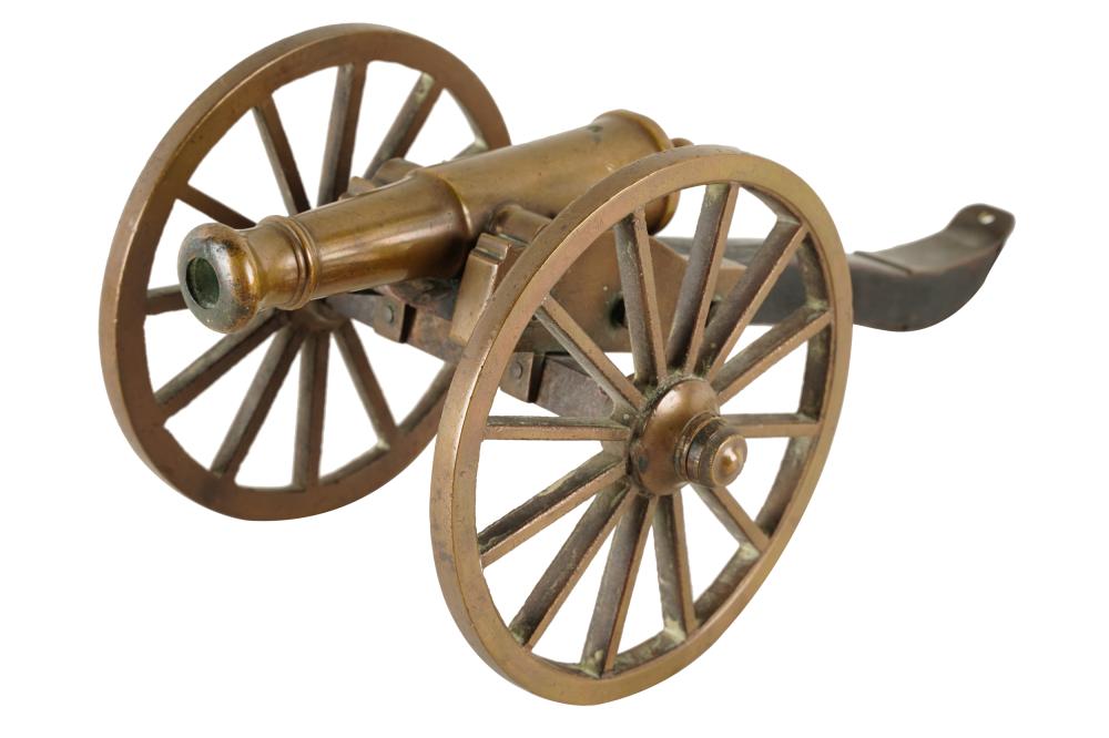 BRONZE WOOD CANNONtable cannon  33423e