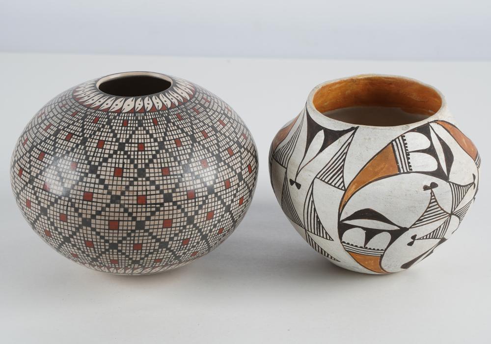 TWO ACOMA CERAMIC POTSone signed