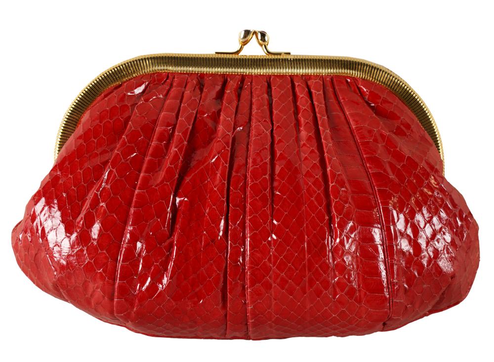JUDITH LEIBER RED LEATHER CLUTCHwith 334267