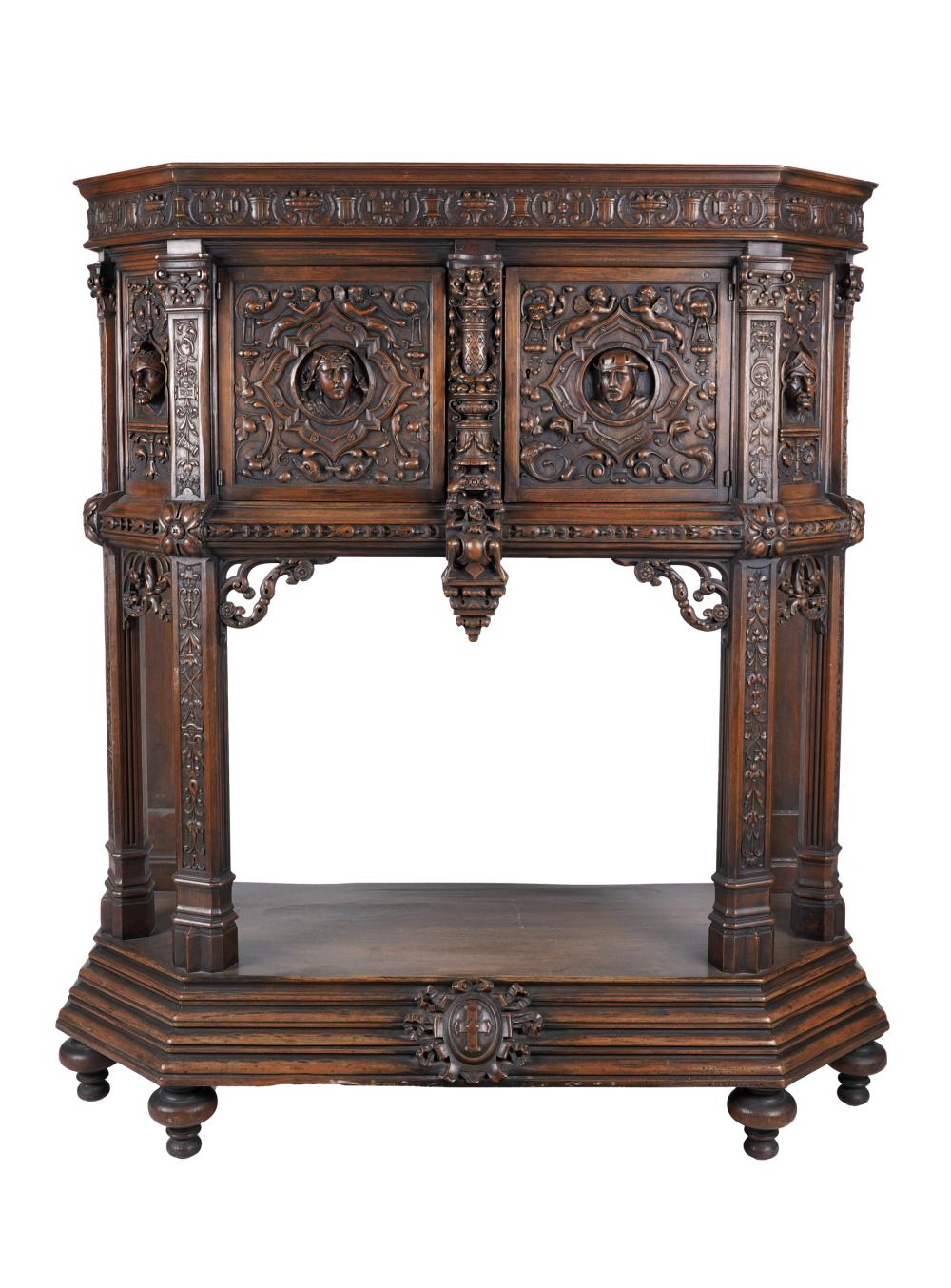 RENAISSANCE STYLE CARVED WALNUT