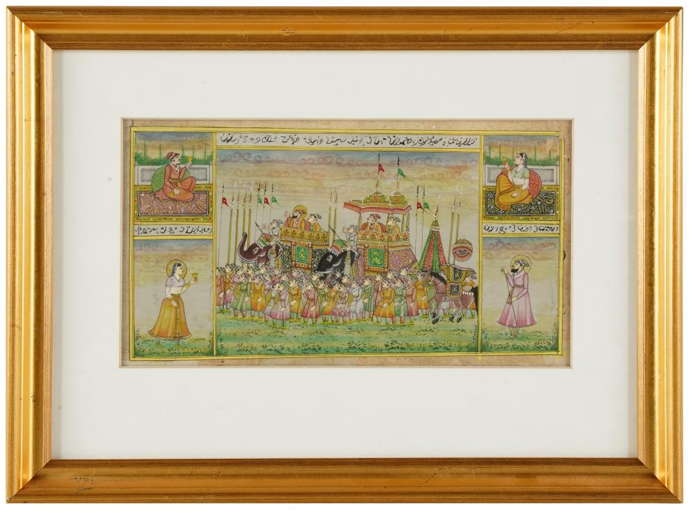 FRAMED INDIAN MANUSCRIPT LEAFinscribed