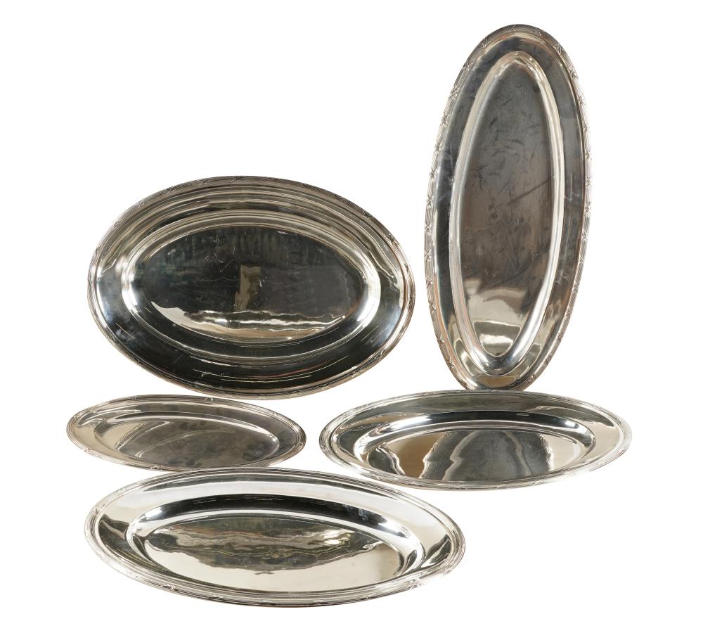 FIVE ASSOCIATED SILVERPLATE OVAL