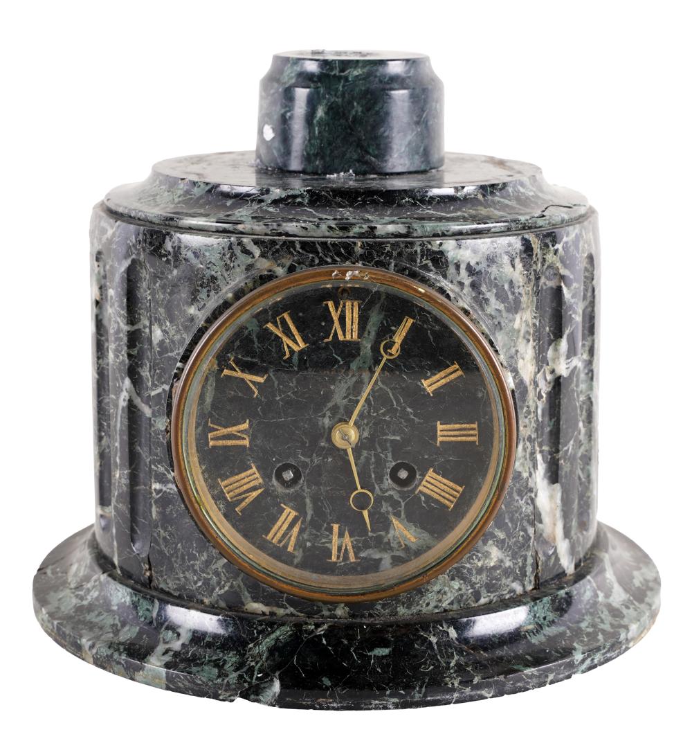 FRENCH GREEN MARBLE MANTLE CLOCKthe