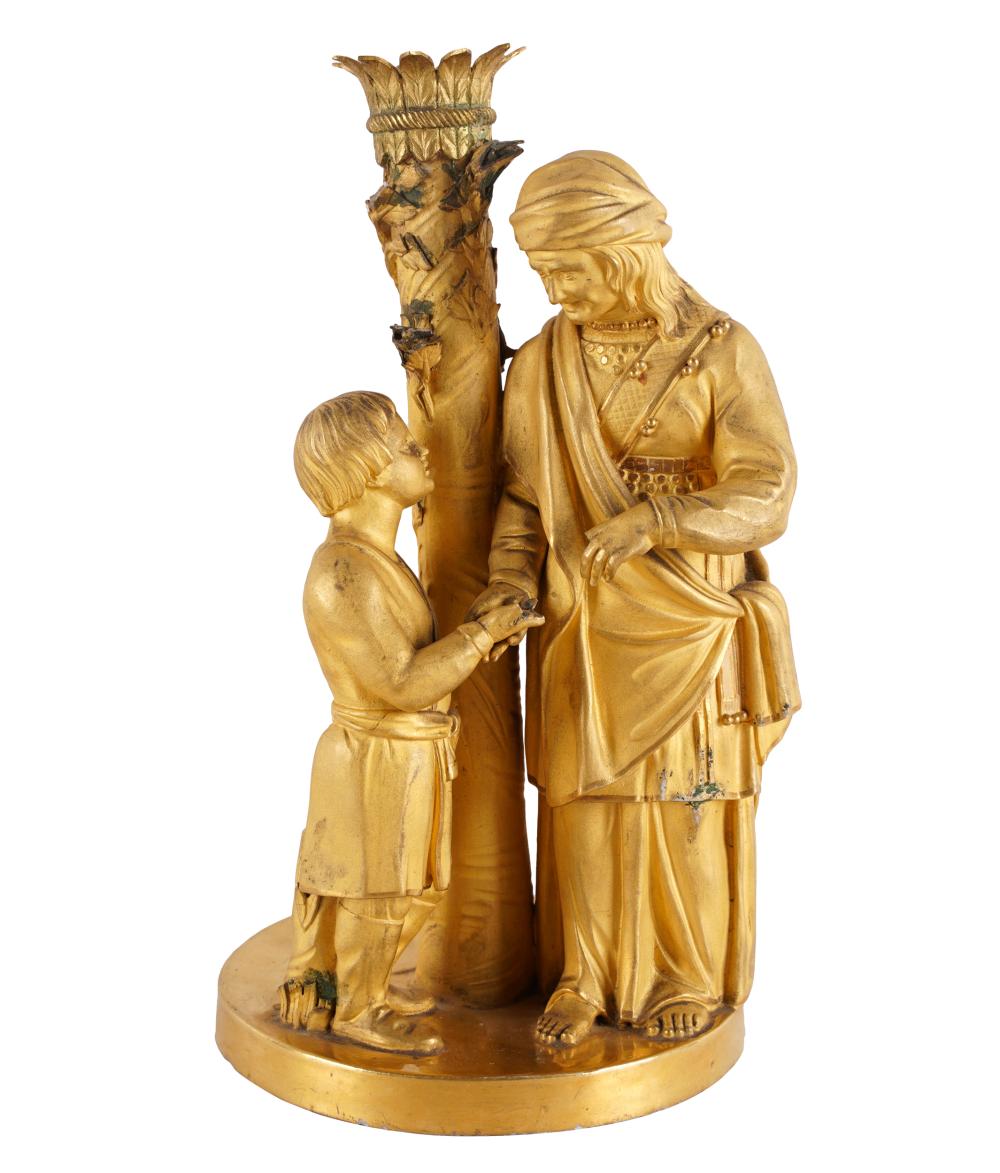 CONTINENTAL GILT PORCELAIN FIGURAL