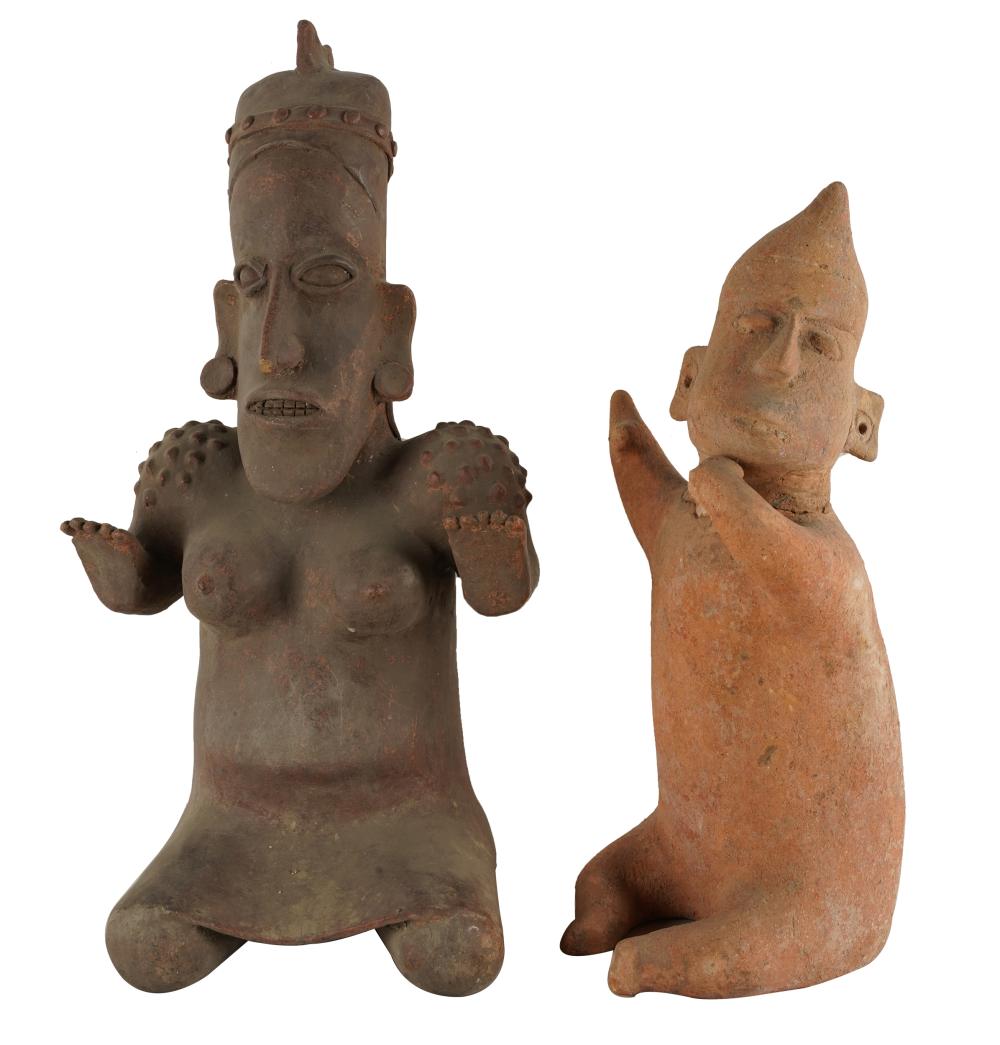 TWO PRIMITIVE EARTHENWARE FIGURESCondition  3343b3