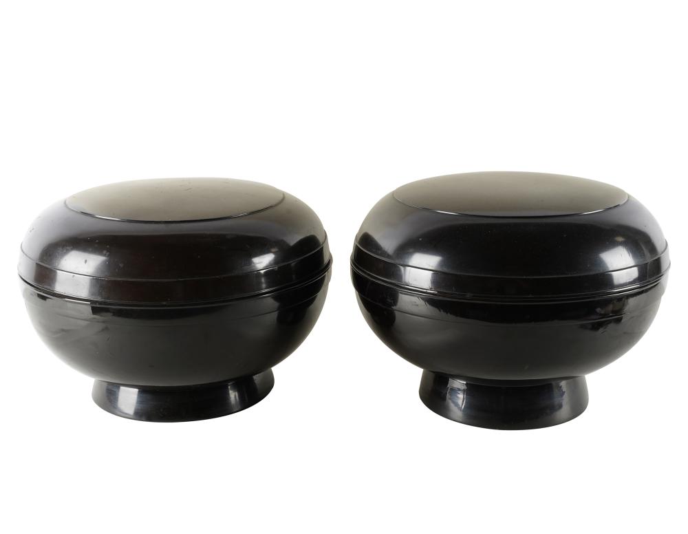 PAIR OF JAPANESE LACQUERED COVERED