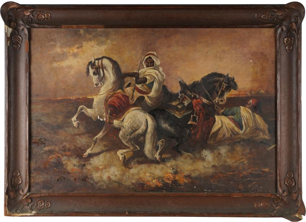 EARLY 20TH CENTURY ARABIAN HORSEMENoil 3343f7