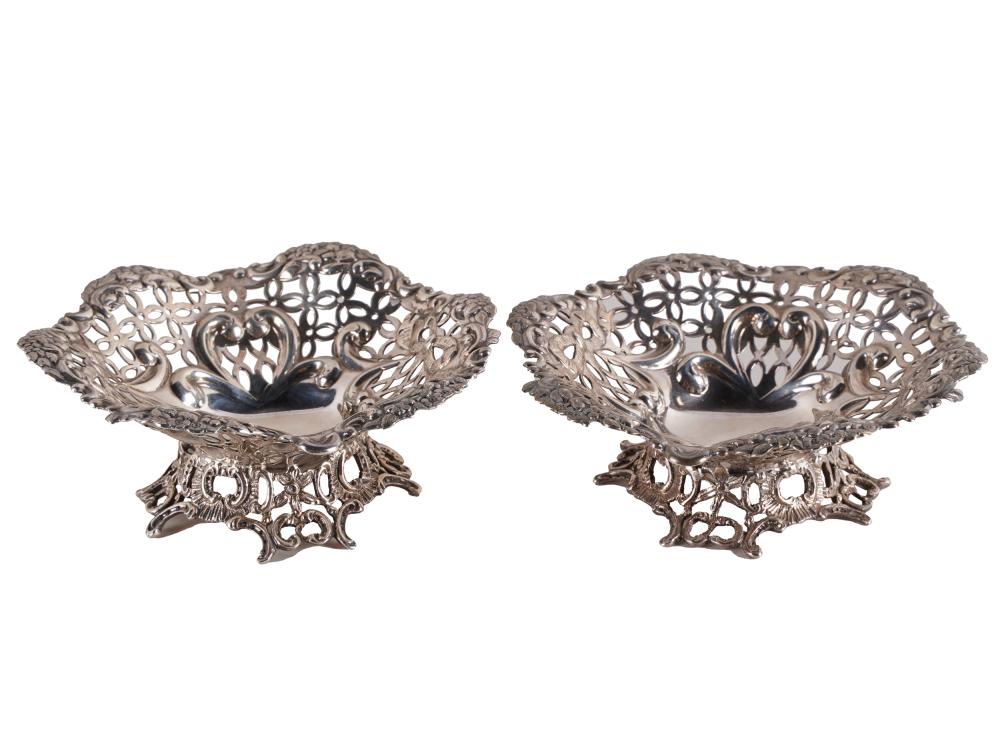 PAIR OF VICTORIAN STERLING FOOTED 334413
