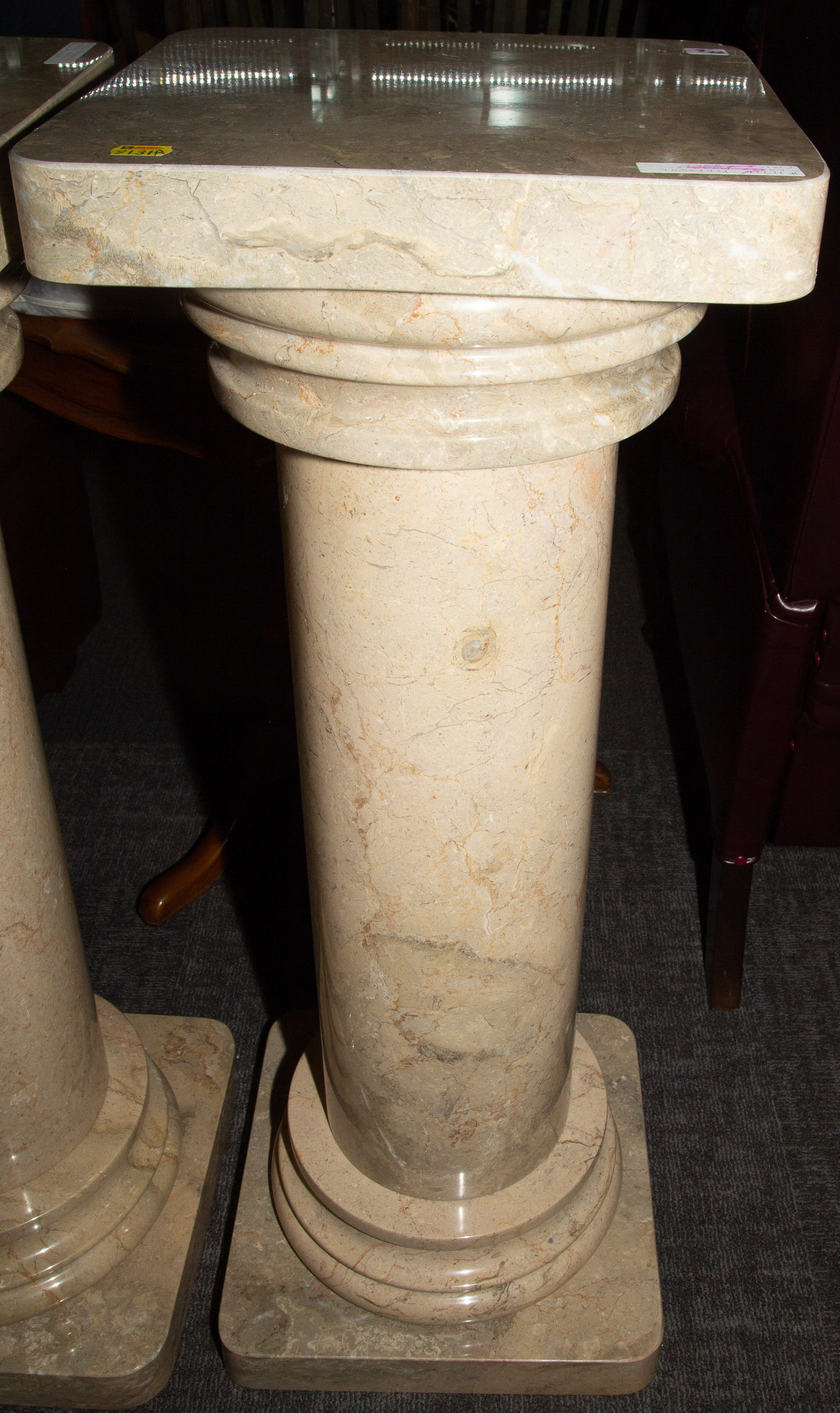 GRAY LIMESTONE PEDESTAL Contemporary,