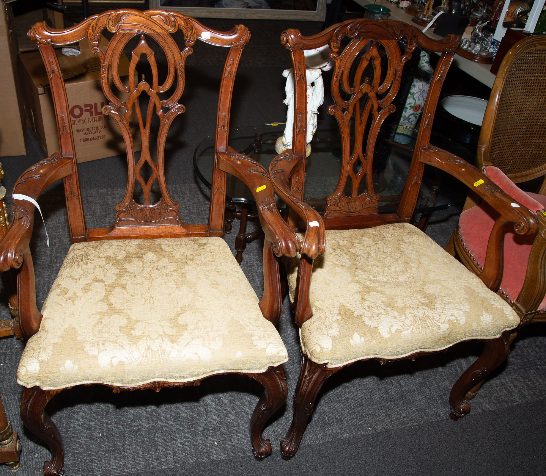 A PAIR OF CHIPPENDALE STYLE MAHOGANY