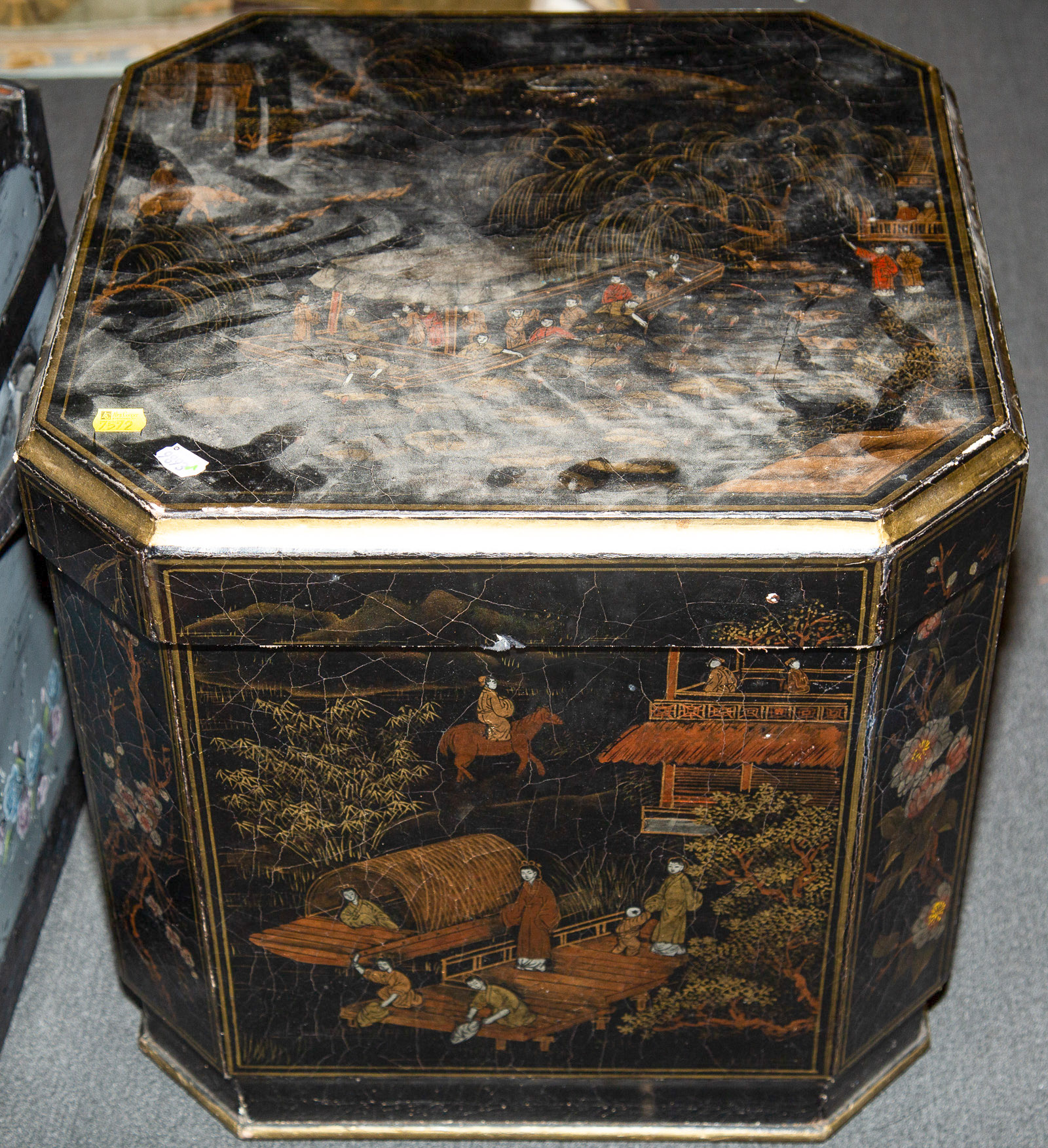 CHINESE STYLE PAINTED LACQUER STORAGE