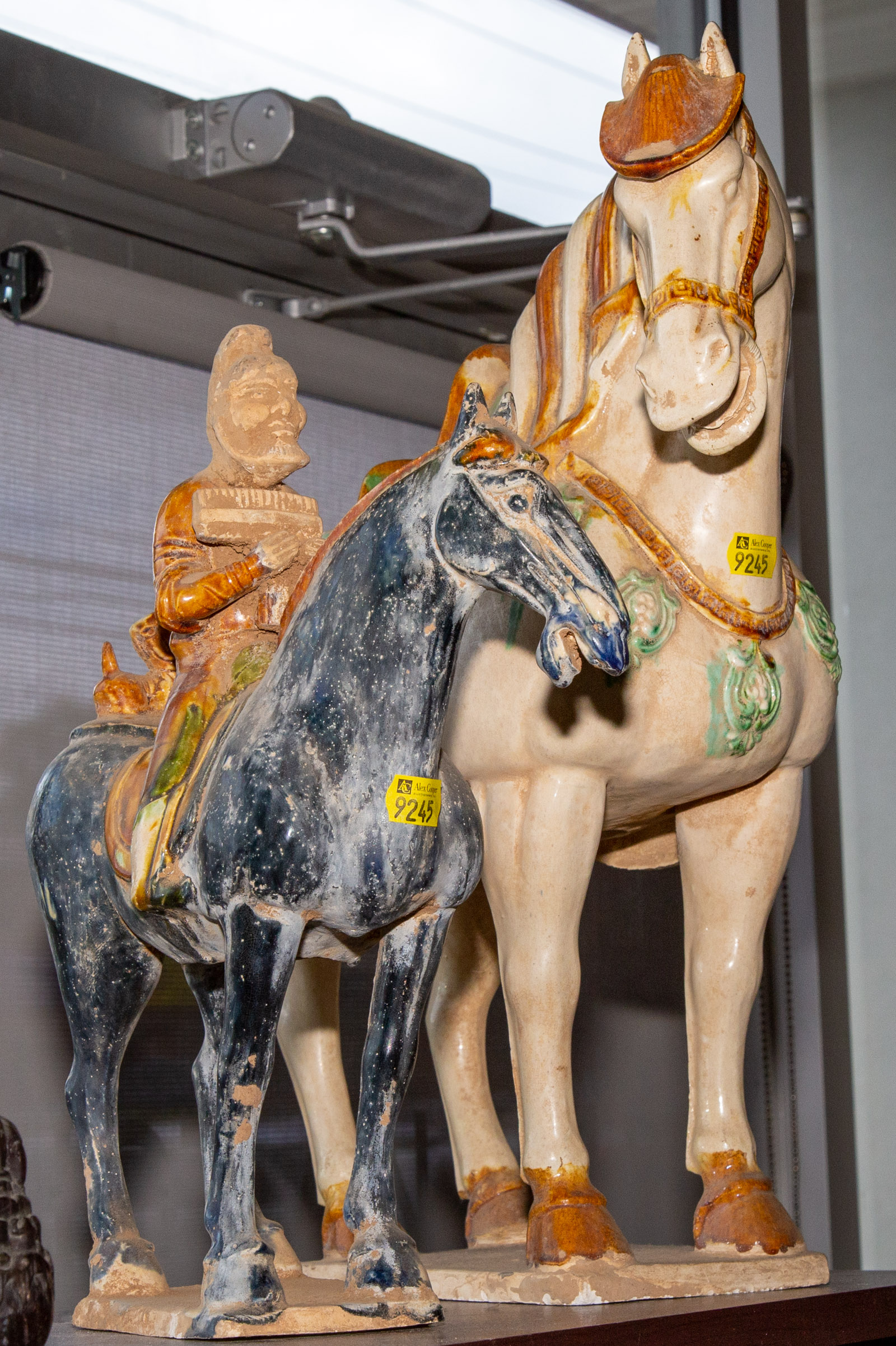 TWO CHINESE TANG STYLE GLAZED TERRACOTTA