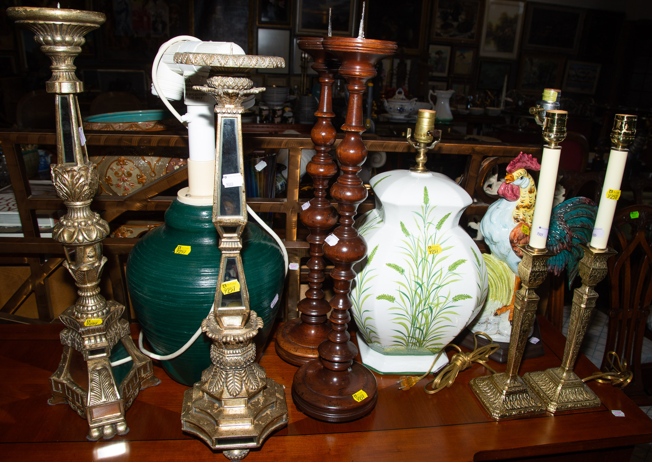 FIVE TABLE LAMPS FOUR PRICKET 3344e4