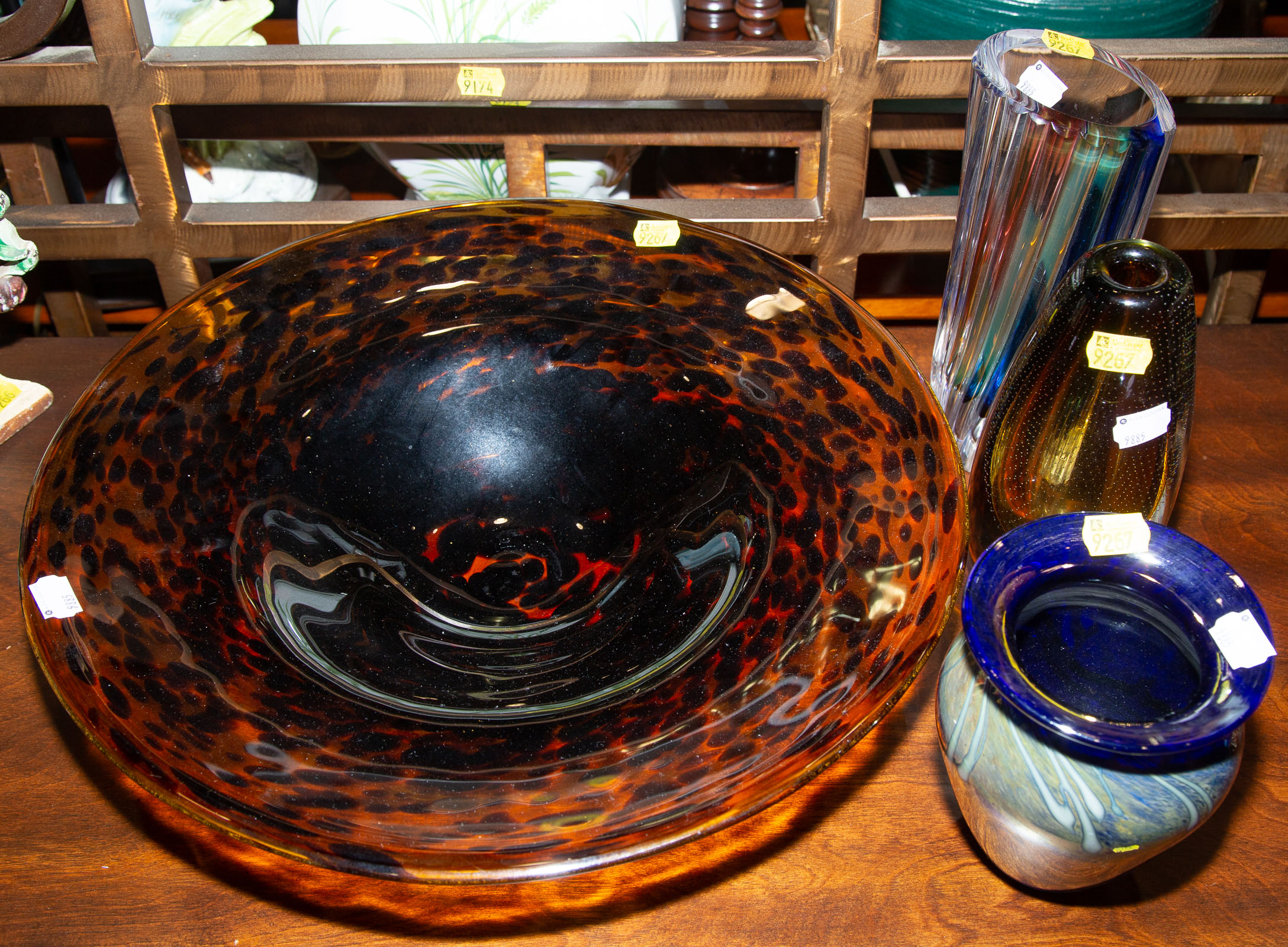 FOUR PIECES OF ART GLASS Including