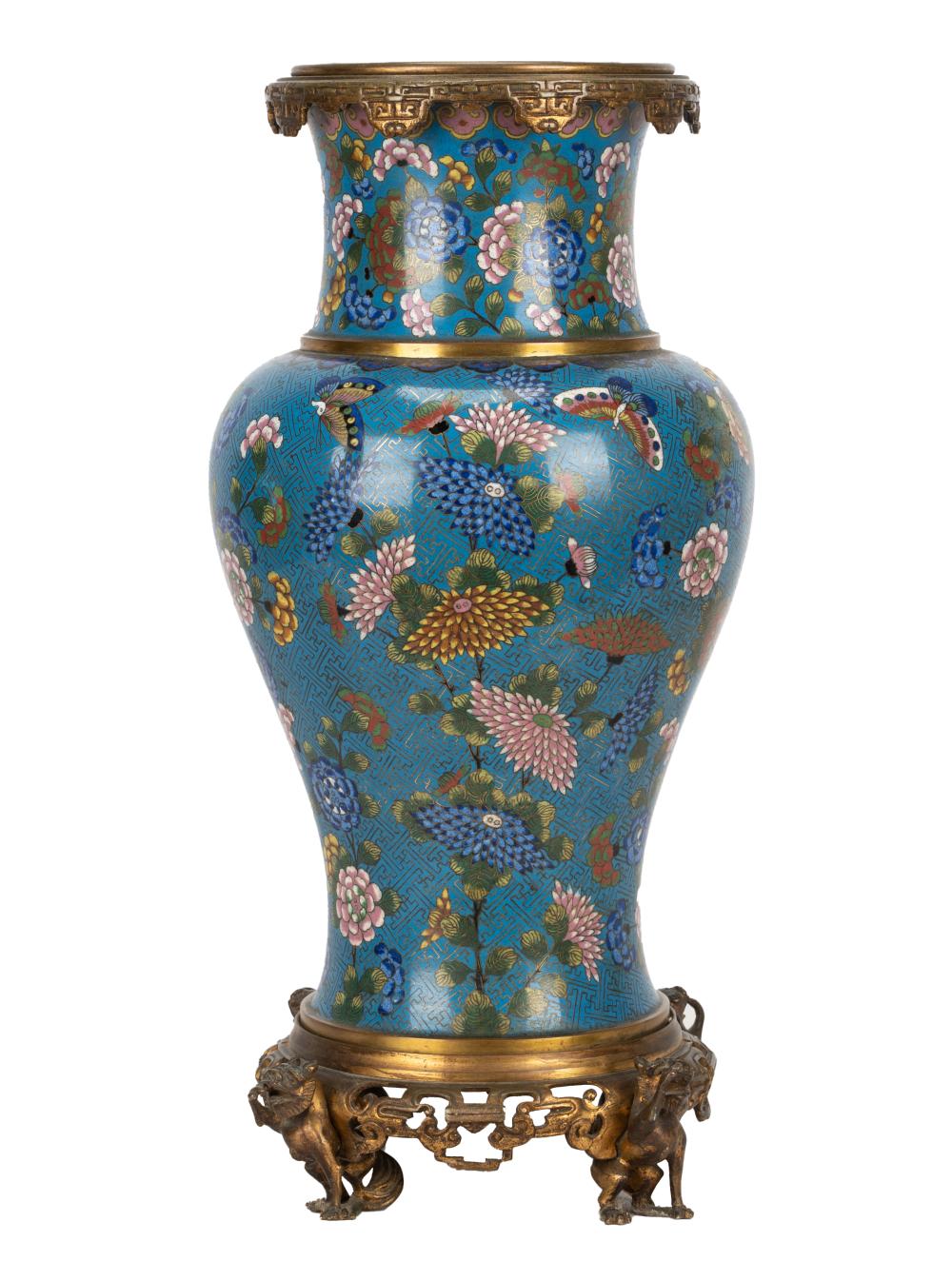 CHINESE GILT METAL-MOUNTED CLOISONNE