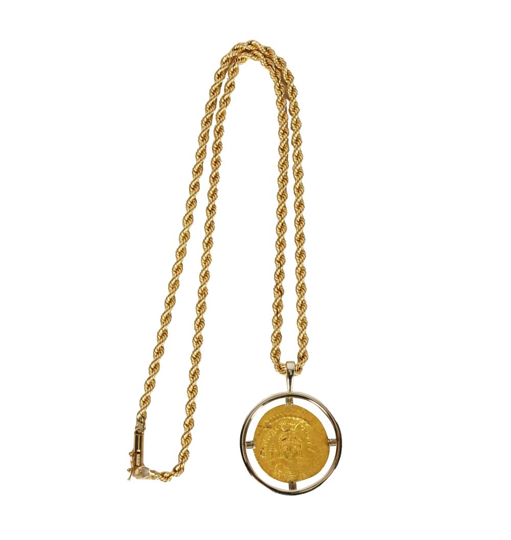 14 KARAT YELLOW GOLD & COIN NECKLACEthe
