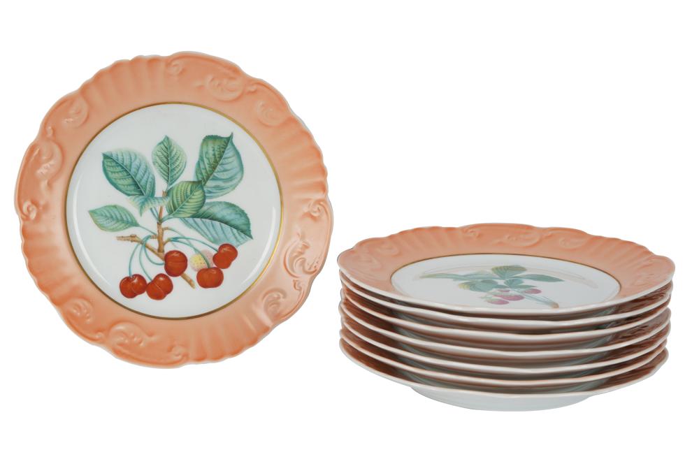 EIGHT MOTTAHEDEH PORCELAIN FRUIT PLATESprinted