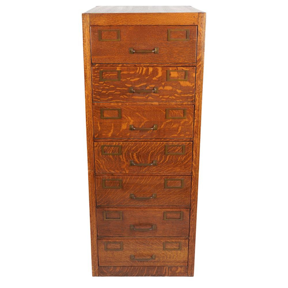 OAK FILE CABINETwith seven drawers;