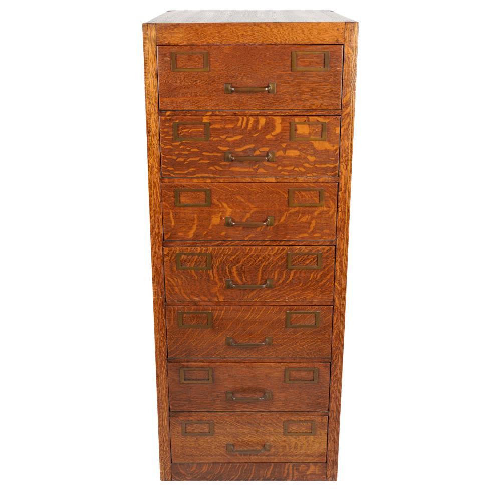 OAK FILE CABINETwith seven drawers  331e9f