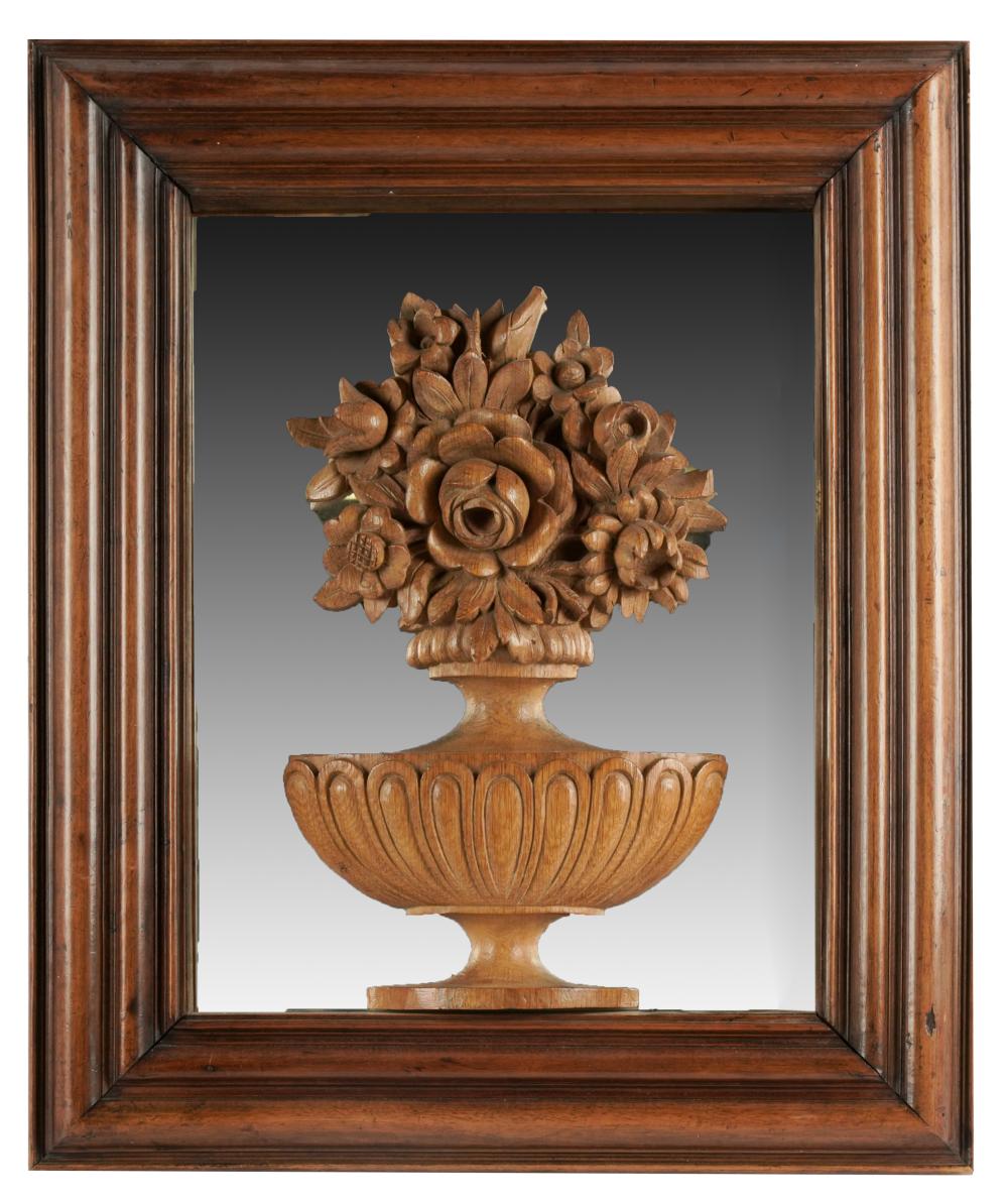 WALNUT RELIEF CARVINGapplied to a mirror