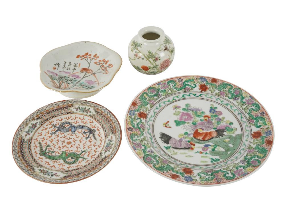 FOUR CHINESE PORCELAIN ARTICLEScomprising