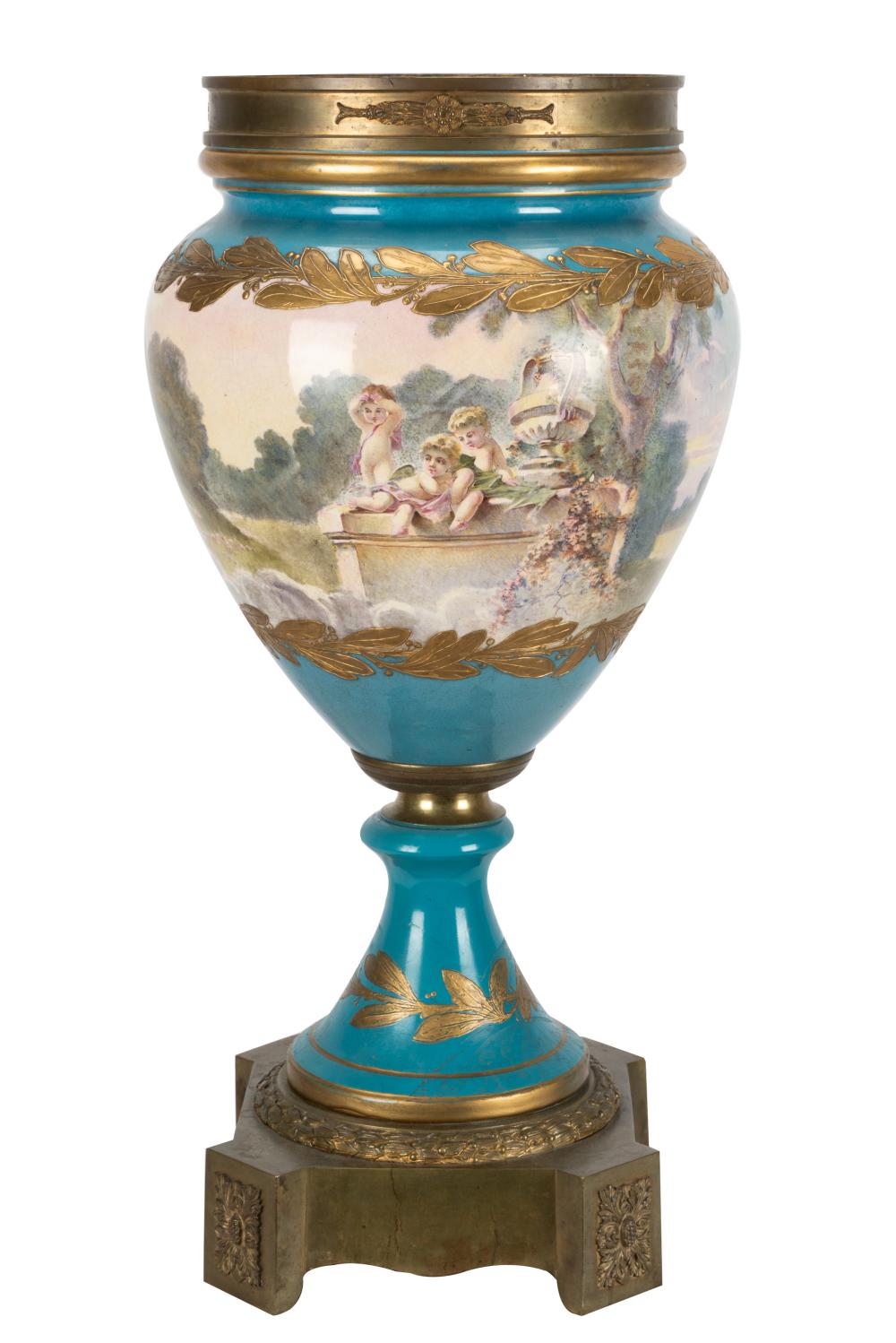 LARGE SEVRES-STYLE PORCELAIN URNlate