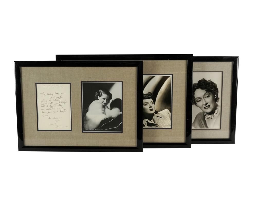 THREE CELEBRITY PHOTOGRAPHS LETTERScomprising 331f20