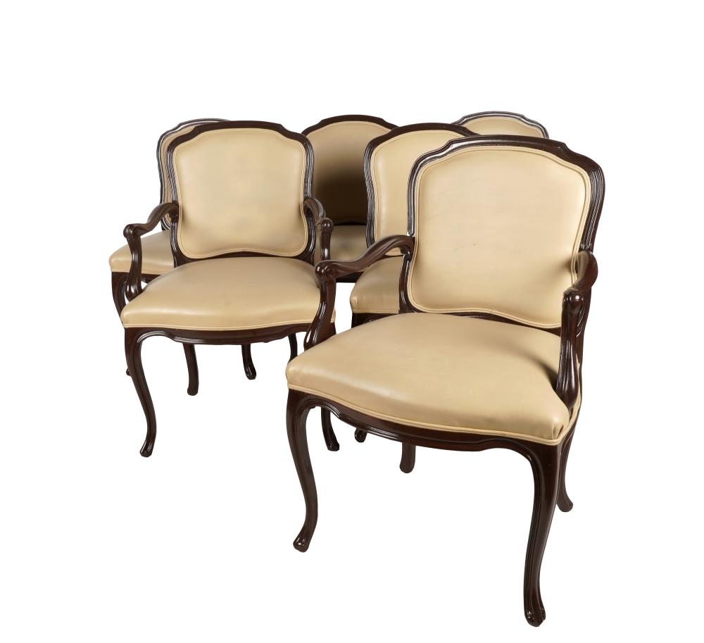 SET OF LEATHER COVERED DINING CHAIRS20th 331f2f