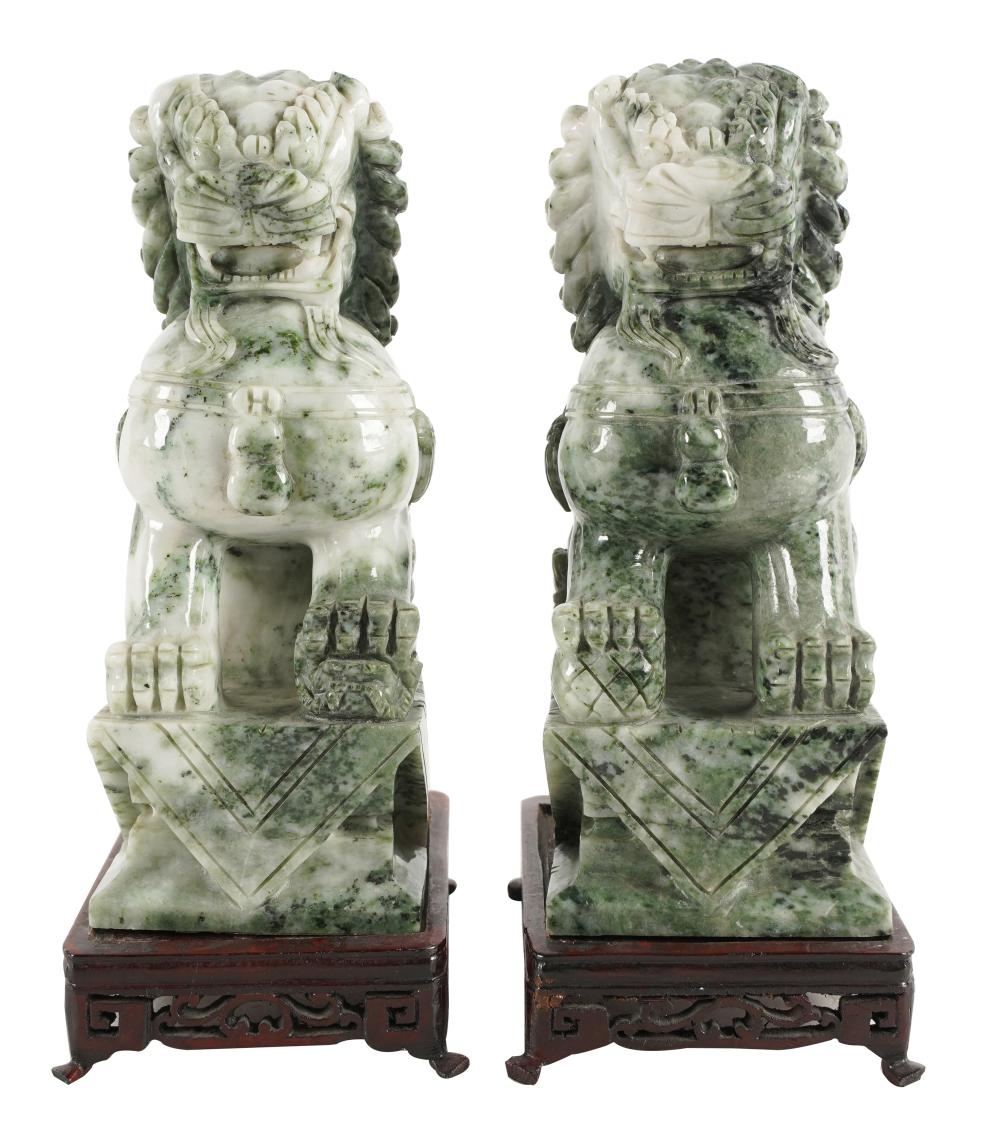 PAIR OF CHINESE CARVED STONE FOO 331f5c