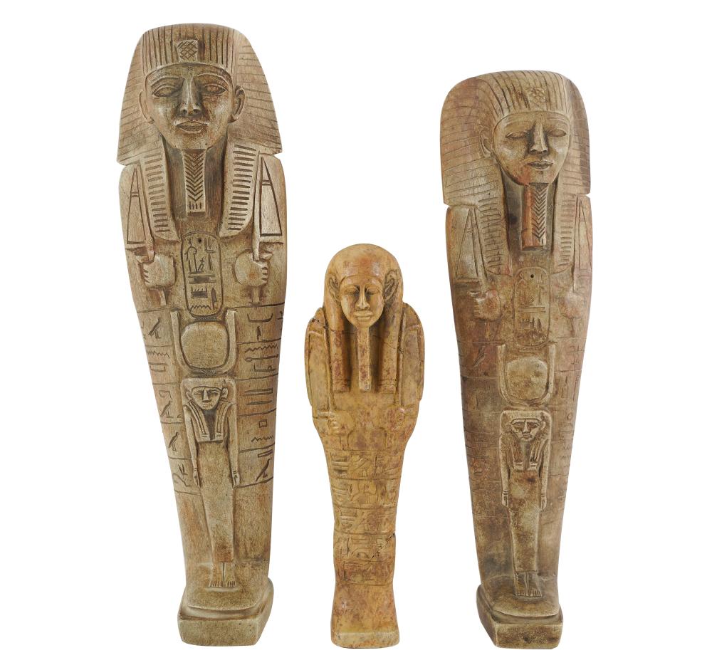 THREE EGYPTIAN-STYLE ALABASTER