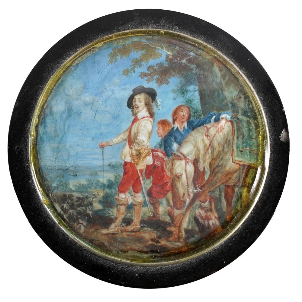 ROUND SNUFF BOXthe cover with inset