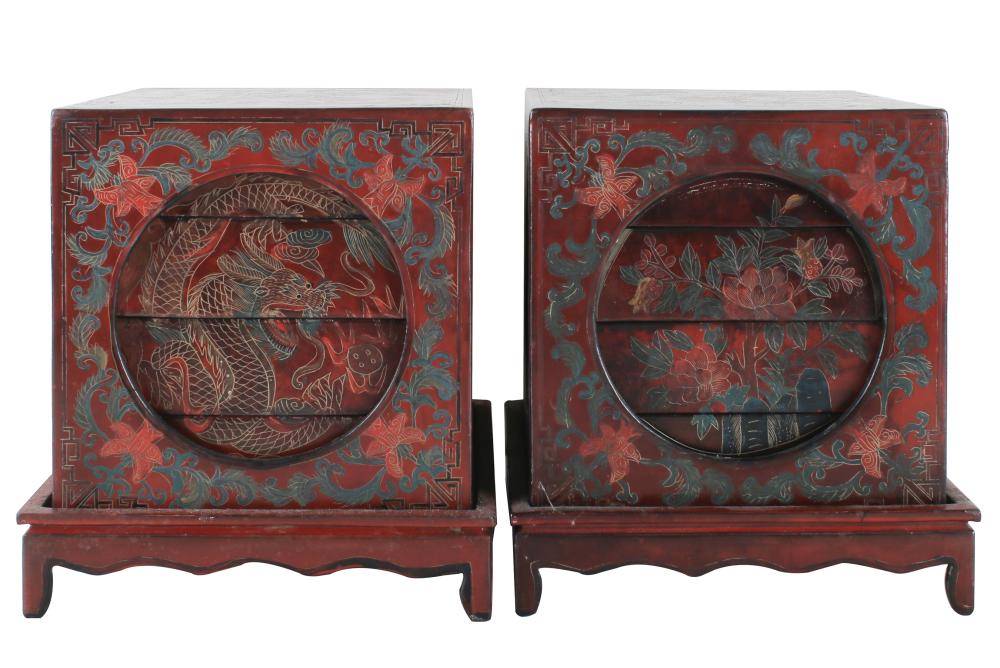 PAIR OF CHINESE RED LACQUER ALTAR 331ff8