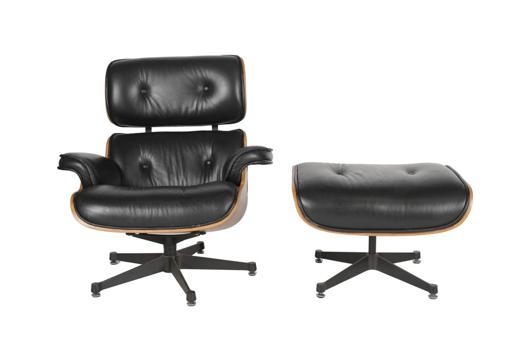 EAMES-STYLE LOUNGE CHAIR & OTTOMANunsigned;