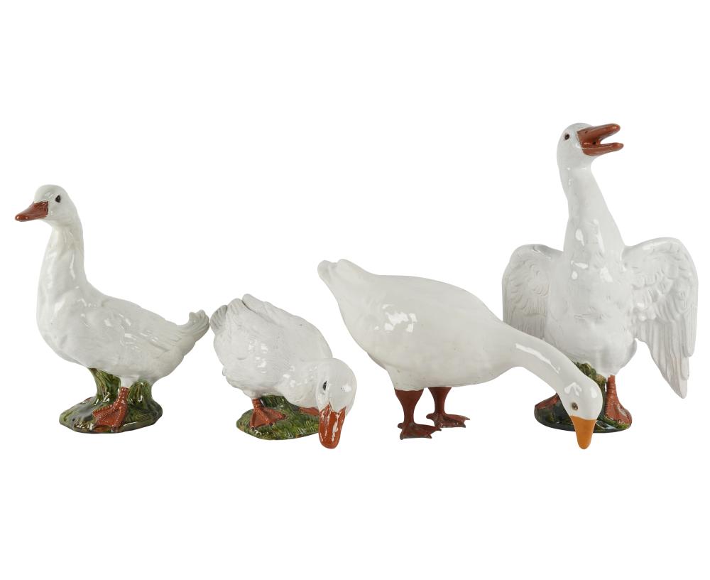 FOUR FRENCH GLAZED CERAMIC GEESEtwo 332020