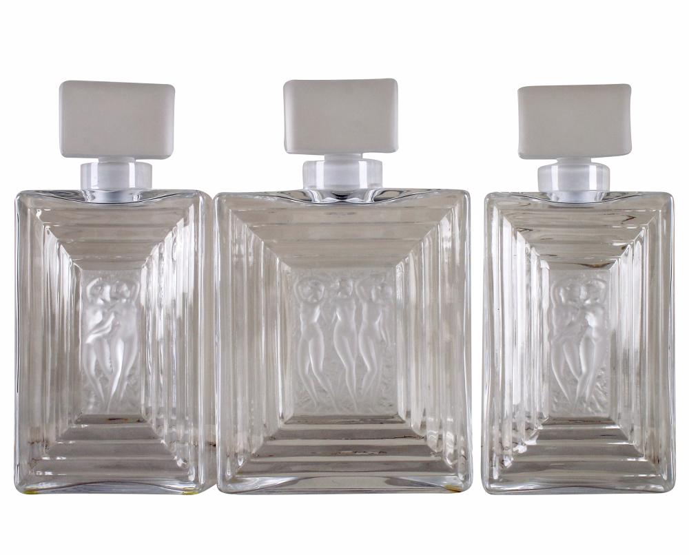 THREE LALIQUE DUNCAN GLASS PERFUME 332038