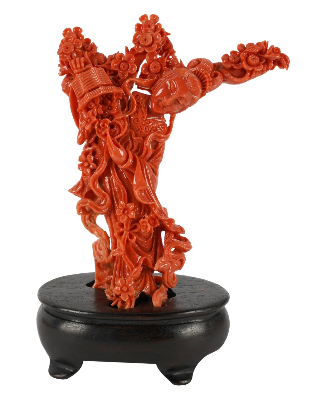 CHINESE CARVED CORAL FIGURE OF 332051