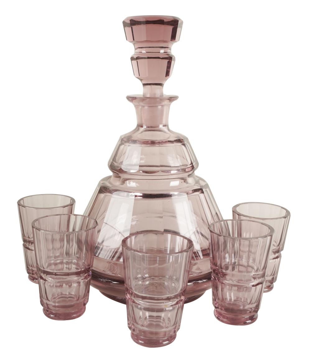 CZECH AMETHYST GLASS DRINK SETeach